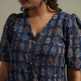 Natural dyed cotton button down dress 05 - handcrafted
