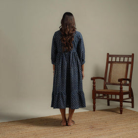 Natural dyed cotton pintuck tiered dress 02 - handcrafted