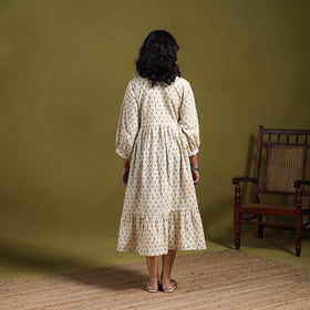 Natural dyed cotton pintuck tiered dress 16 - handcrafted