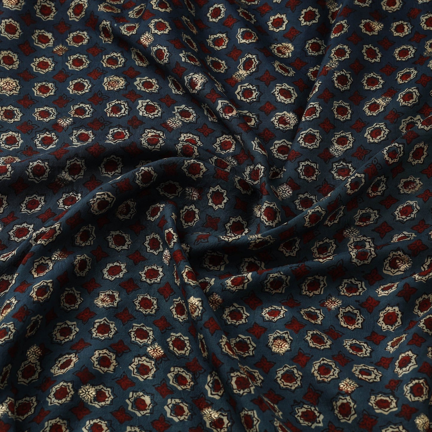 Natural dyed dola silk jacquard buti fabric 05 - handcrafted