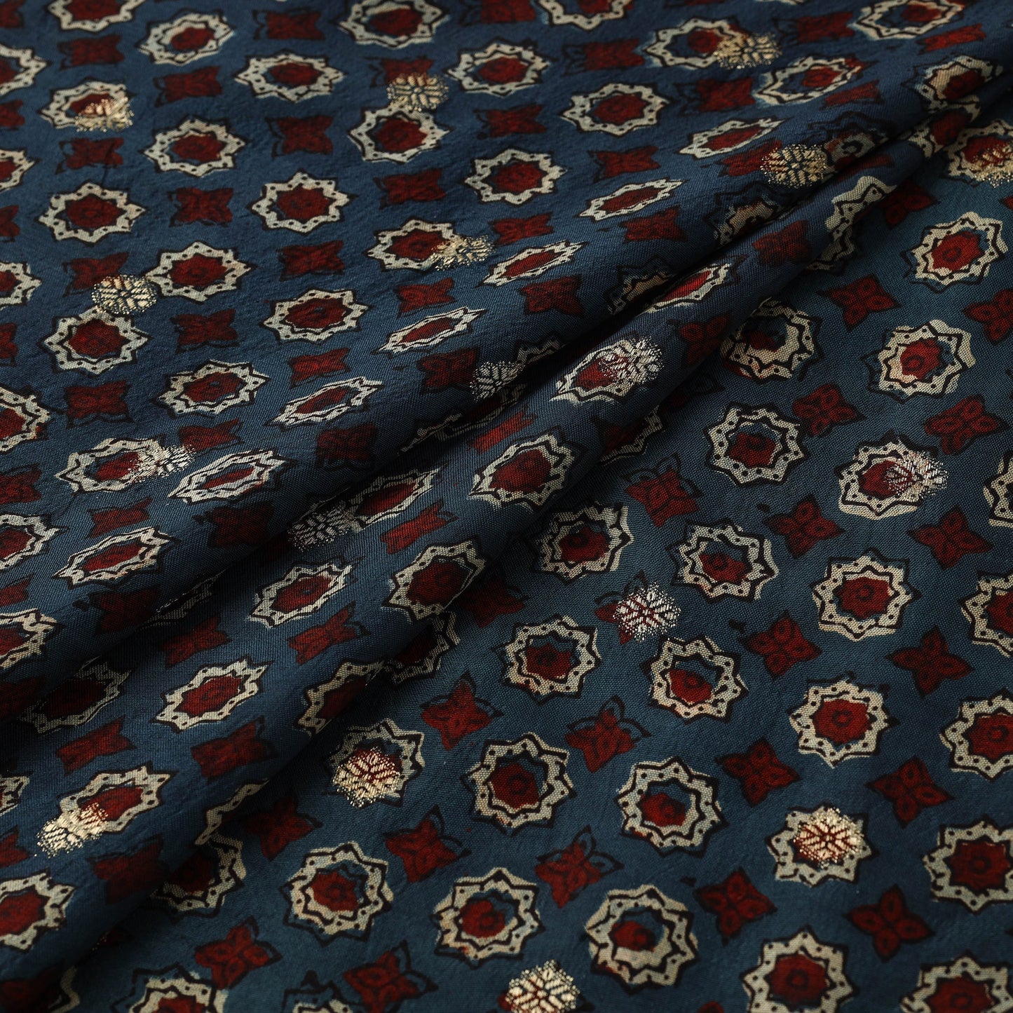 Natural dyed dola silk jacquard buti fabric 05 - handcrafted
