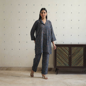 Blue - printed cotton co-ord set 03 - handcrafted