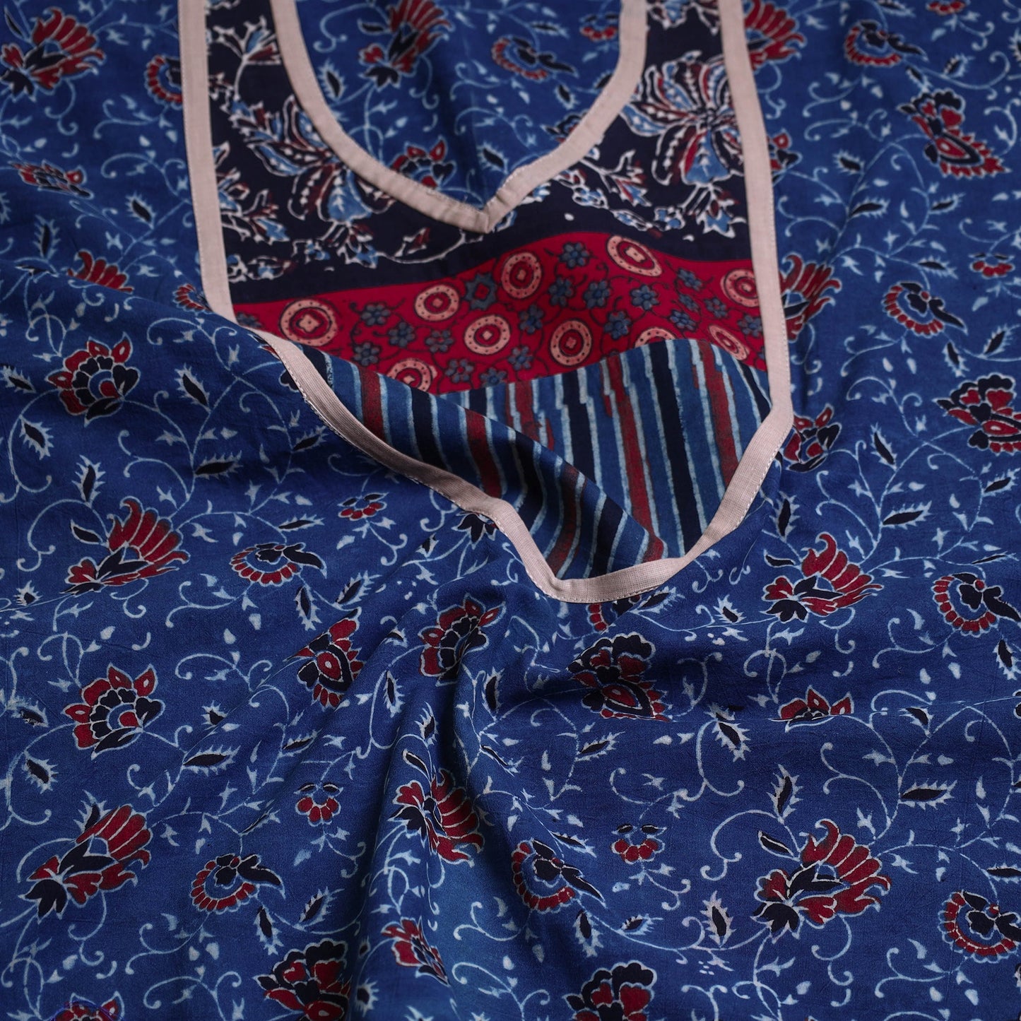  Block Print Cotton Ajrakh Kurta Material 
