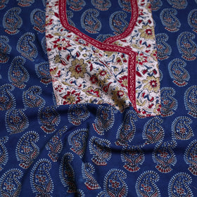  Block Print Cotton Ajrakh Kurta Material Online