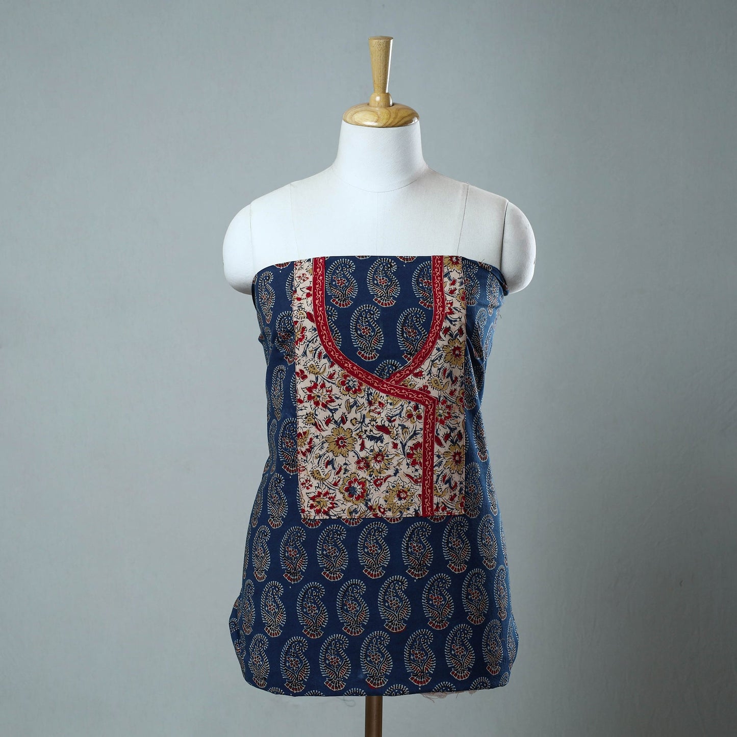  Block Print Cotton Ajrakh Kurta Material Online