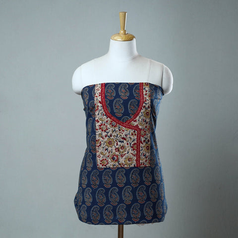 Block Print Cotton Ajrakh Kurta Material Online