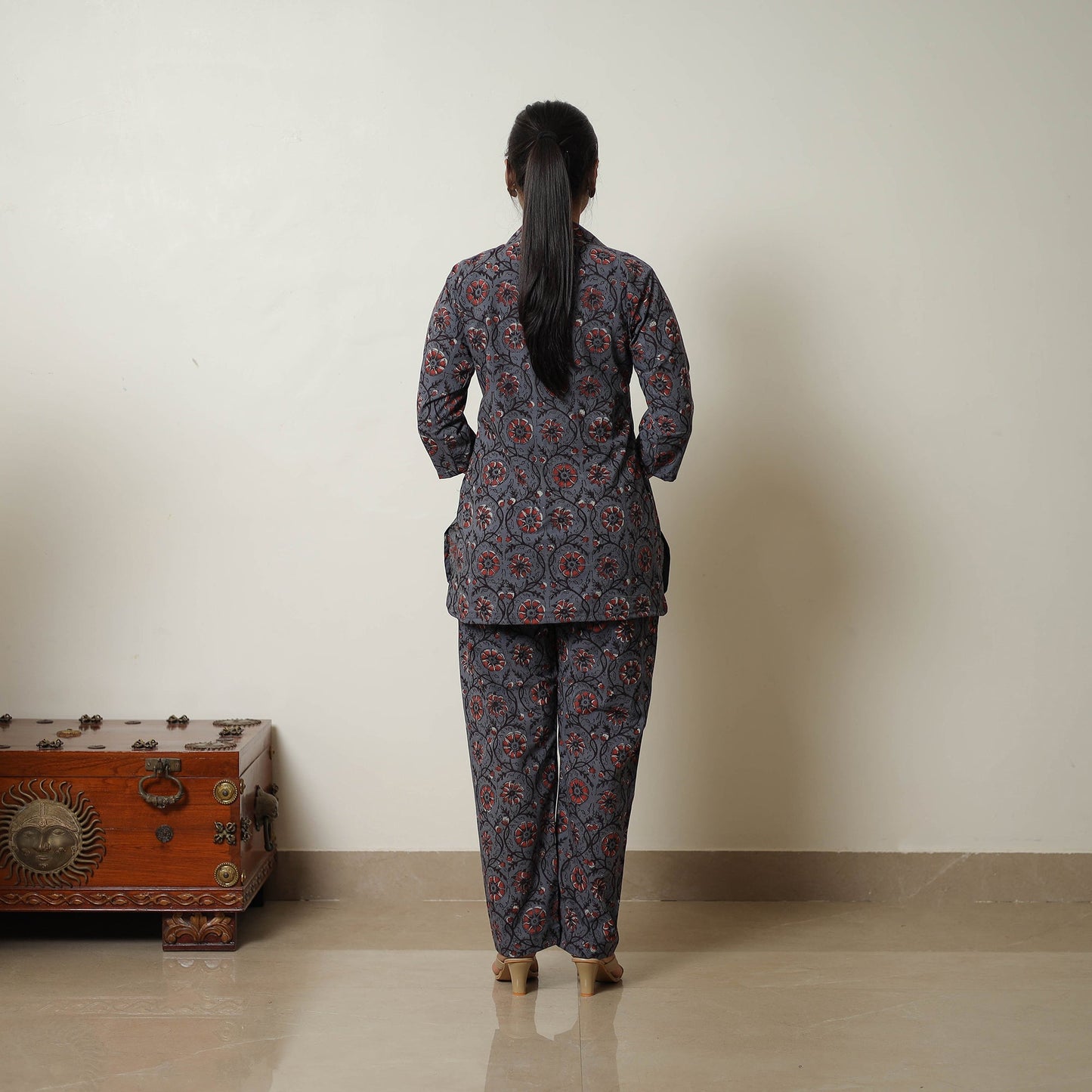 Buy Blue Block Print  Cotton Bagru Co-Ord Set 
