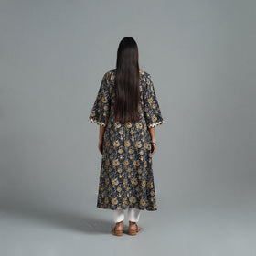 Buy Blue Block Printed Cotton A-Line Bagru Kurta