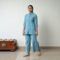 Blue - printed cotton sanganeri co-ord set 07 - handcrafted