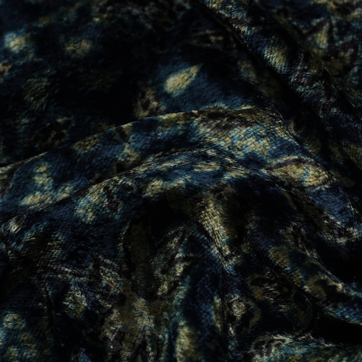 Shop Blue Block Printed Velvet Natural Dyed Ajrakh Fabric