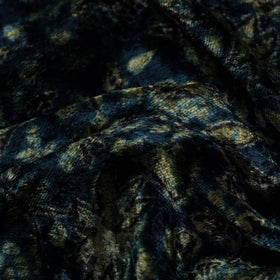 Shop Blue Block Printed Velvet Natural Dyed Ajrakh Fabric