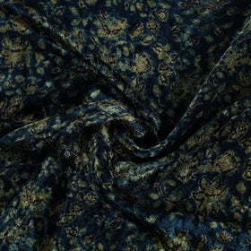 Shop Blue Block Printed Velvet Natural Dyed Ajrakh Fabric
