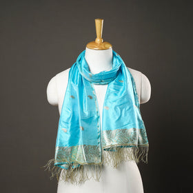 Blue - brocade handloom pure silk banarasi stole 13