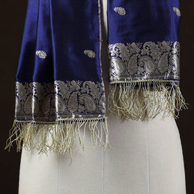 Blue - brocade handloom pure silk banarasi stole