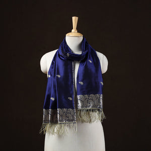 Blue - brocade handloom pure silk banarasi stole