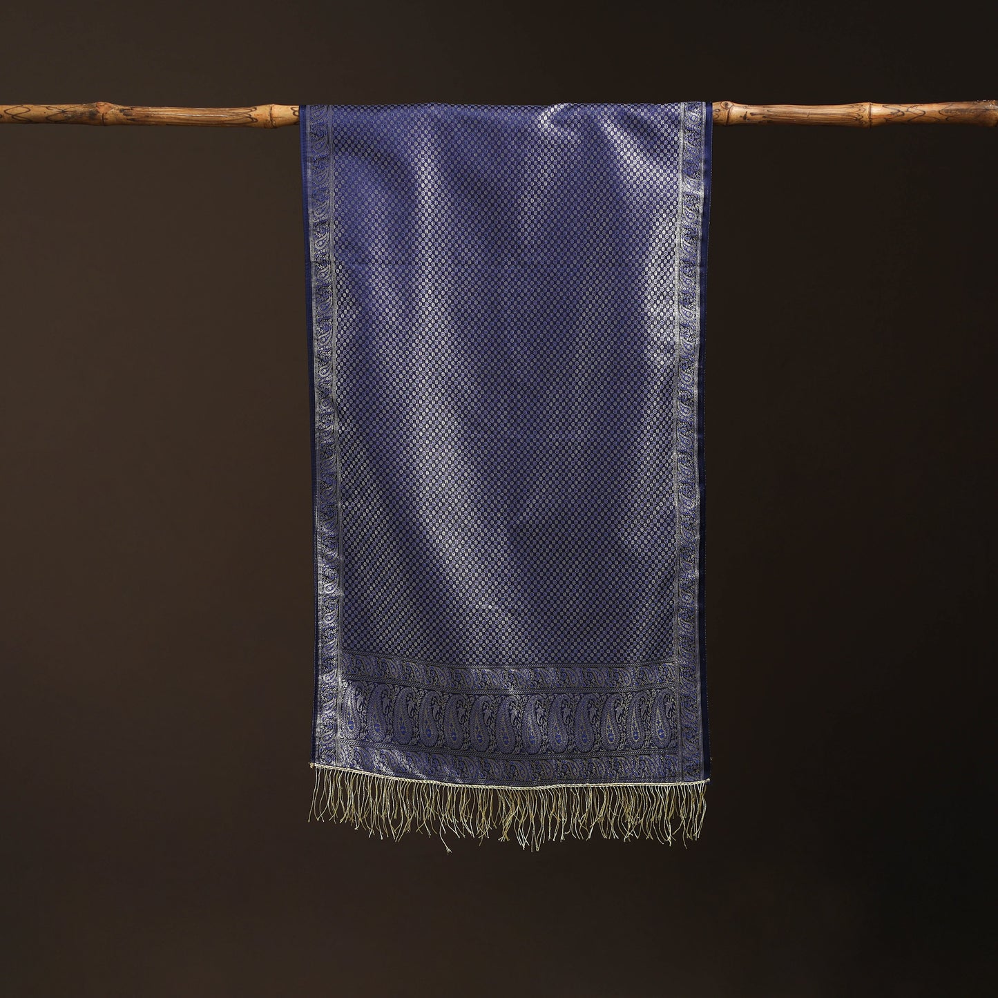 Brocade handloom semi silk banarasi stole 09 - handcrafted