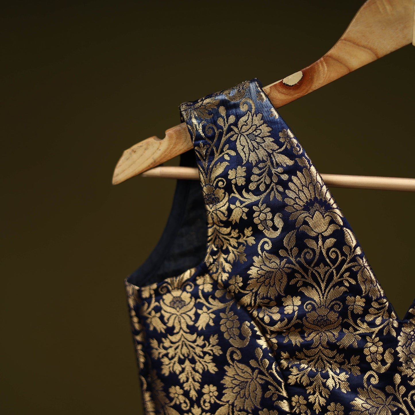 Blue - brocade silk banarasi stitched blouse 04