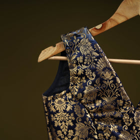 Blue - brocade silk banarasi stitched blouse 04