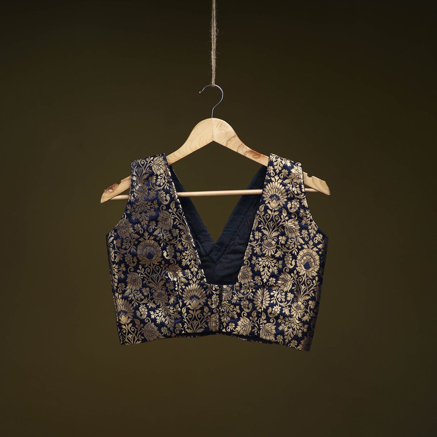 Blue - brocade silk banarasi stitched blouse 04