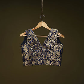 Blue - brocade silk banarasi stitched blouse 04