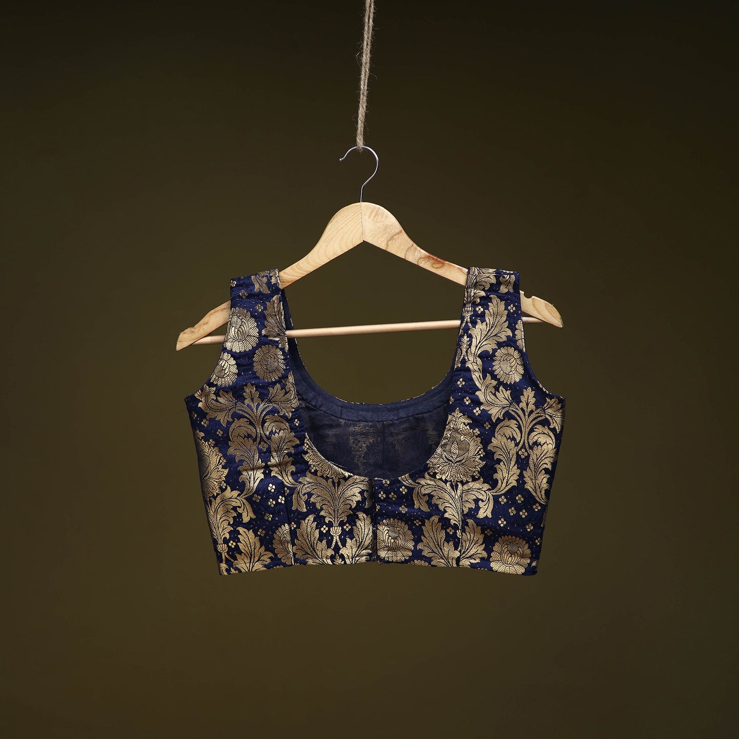 Blue - brocade silk banarasi stitched blouse 07