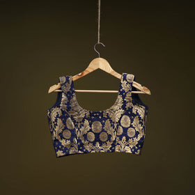 Blue - brocade silk banarasi stitched blouse 07