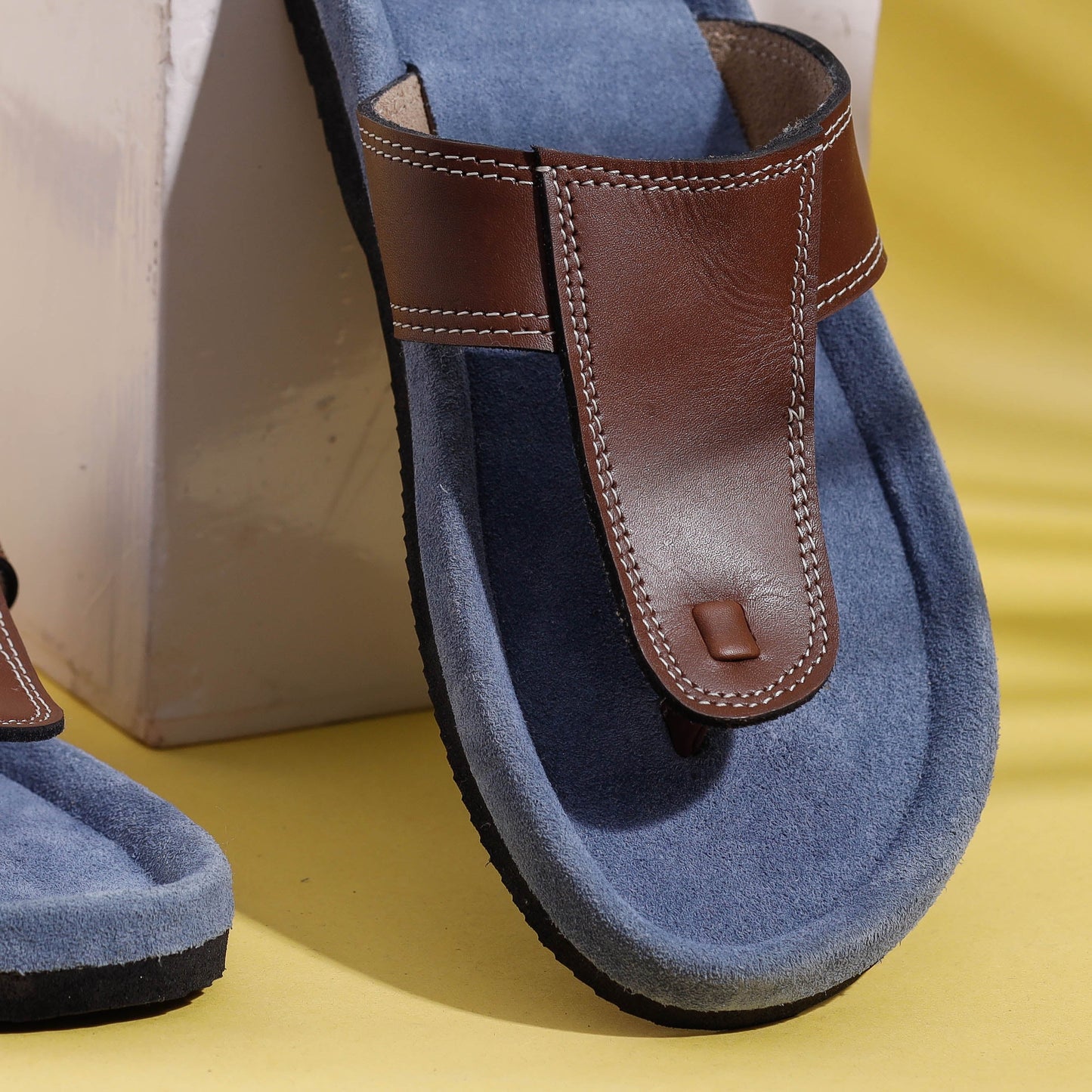 Buy Handcrafted Men's Leather Slippers with Suede Online at iTokri.com