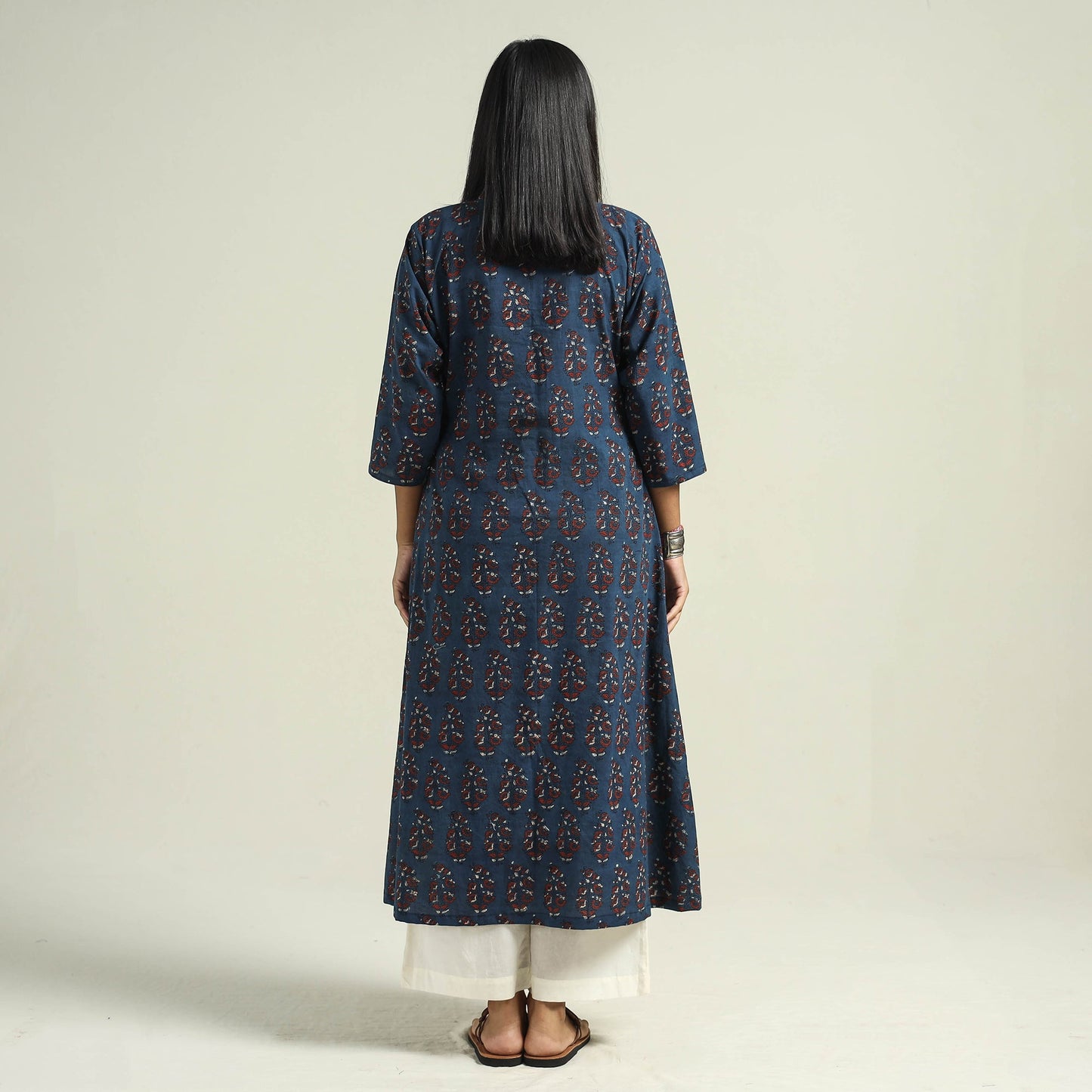 Buy Ajrakh Hand Block Printed Cotton Kurta for Women