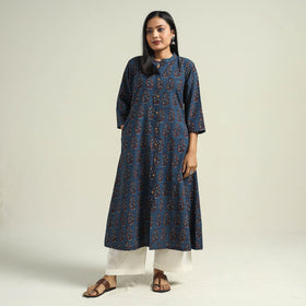 Buy Ajrakh Hand Block Printed Cotton Kurta for Women