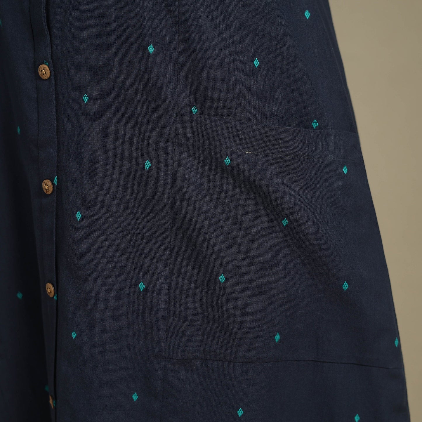 Blue - button down cotton jacquard dress 11 - handcrafted