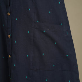 Blue - button down cotton jacquard dress 11 - handcrafted