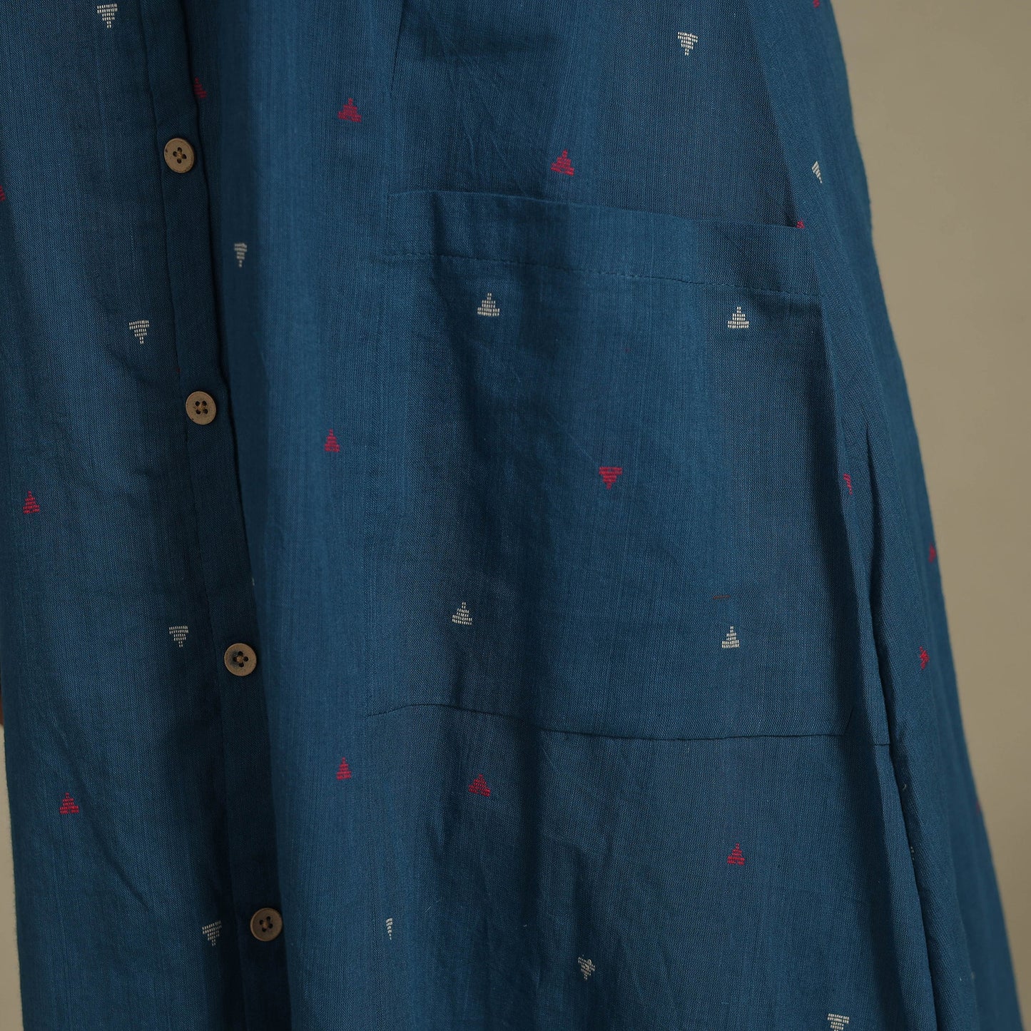 Blue - button down cotton jacquard dress 13 - handcrafted