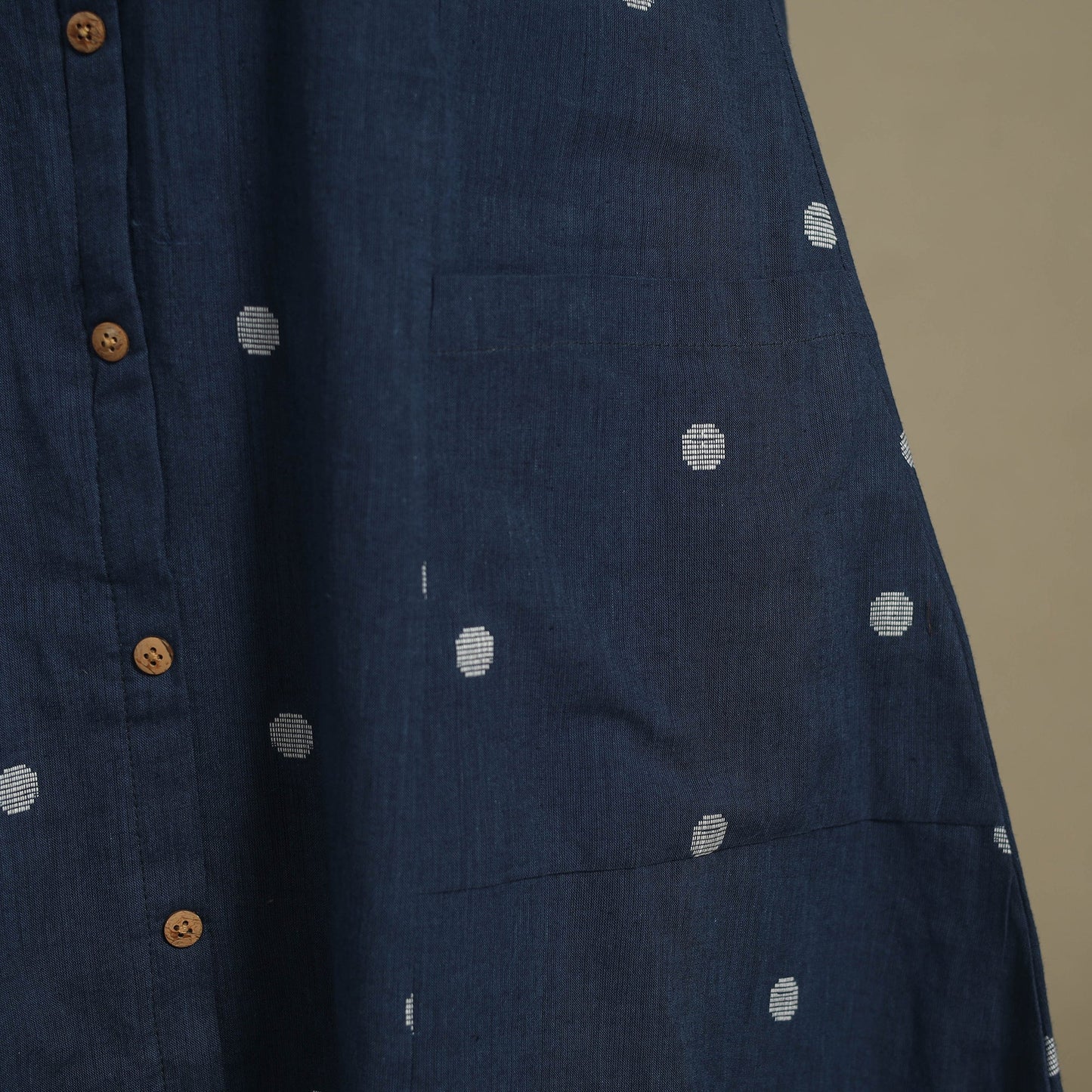 Blue - button down cotton jacquard dress 14 - handcrafted