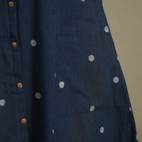 Blue - button down cotton jacquard dress 14 - handcrafted