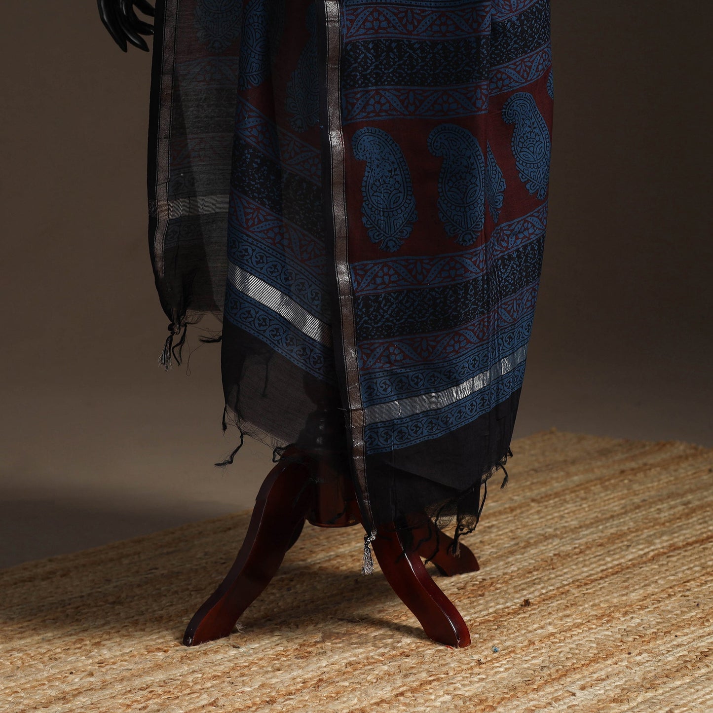 Chanderi silk bagh natural dyed dupatta with zari border 19