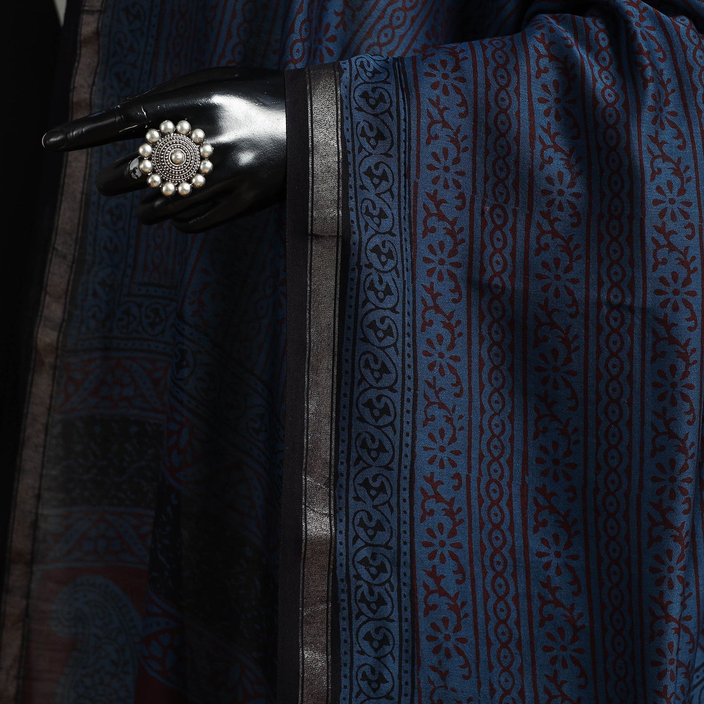 Chanderi silk bagh natural dyed dupatta with zari border 19