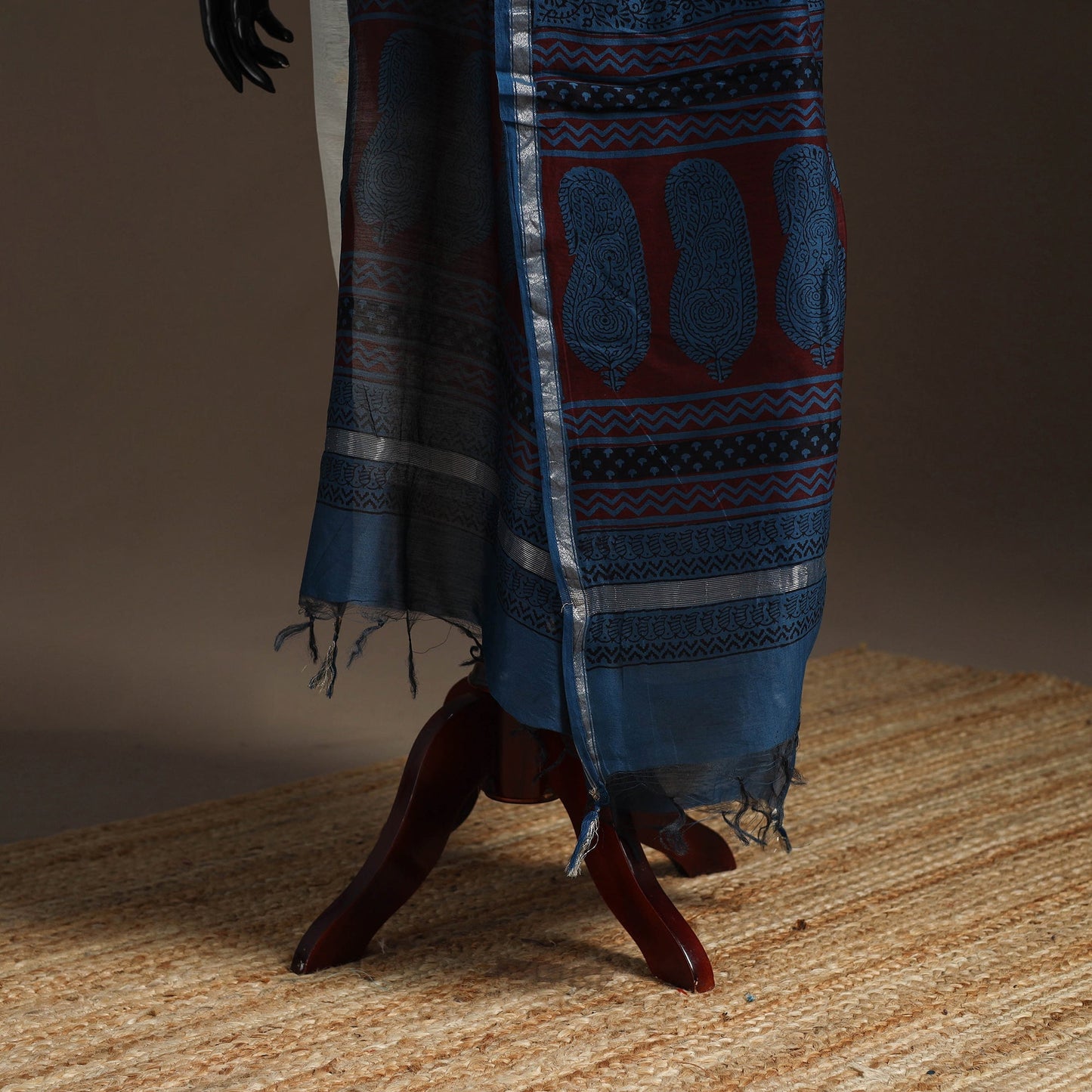 Chanderi silk bagh natural dyed dupatta with zari border 20