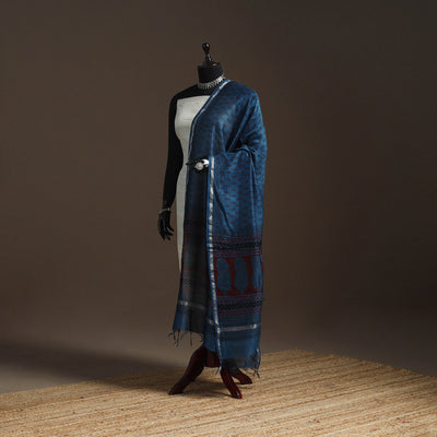 Chanderi silk bagh natural dyed dupatta with zari border 20