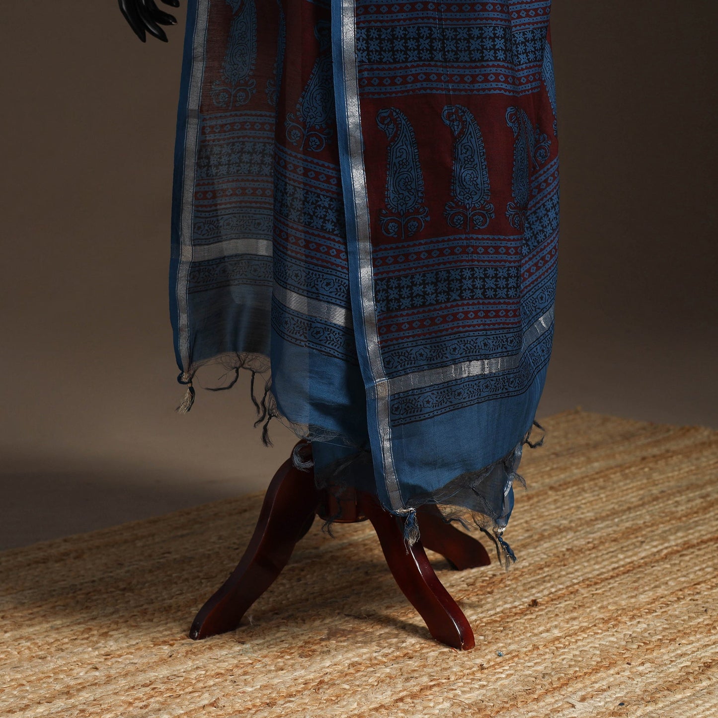 Chanderi silk bagh natural dyed dupatta with zari border 21