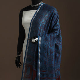 Chanderi silk bagh natural dyed dupatta with zari border 21