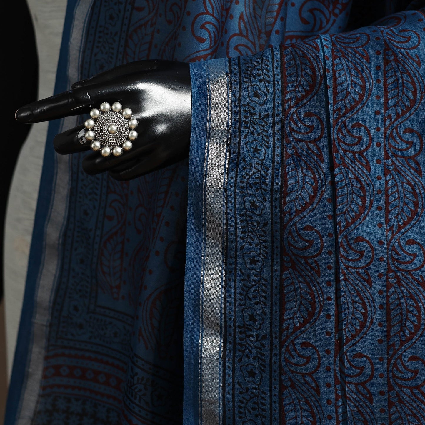 Chanderi silk bagh natural dyed dupatta with zari border 21