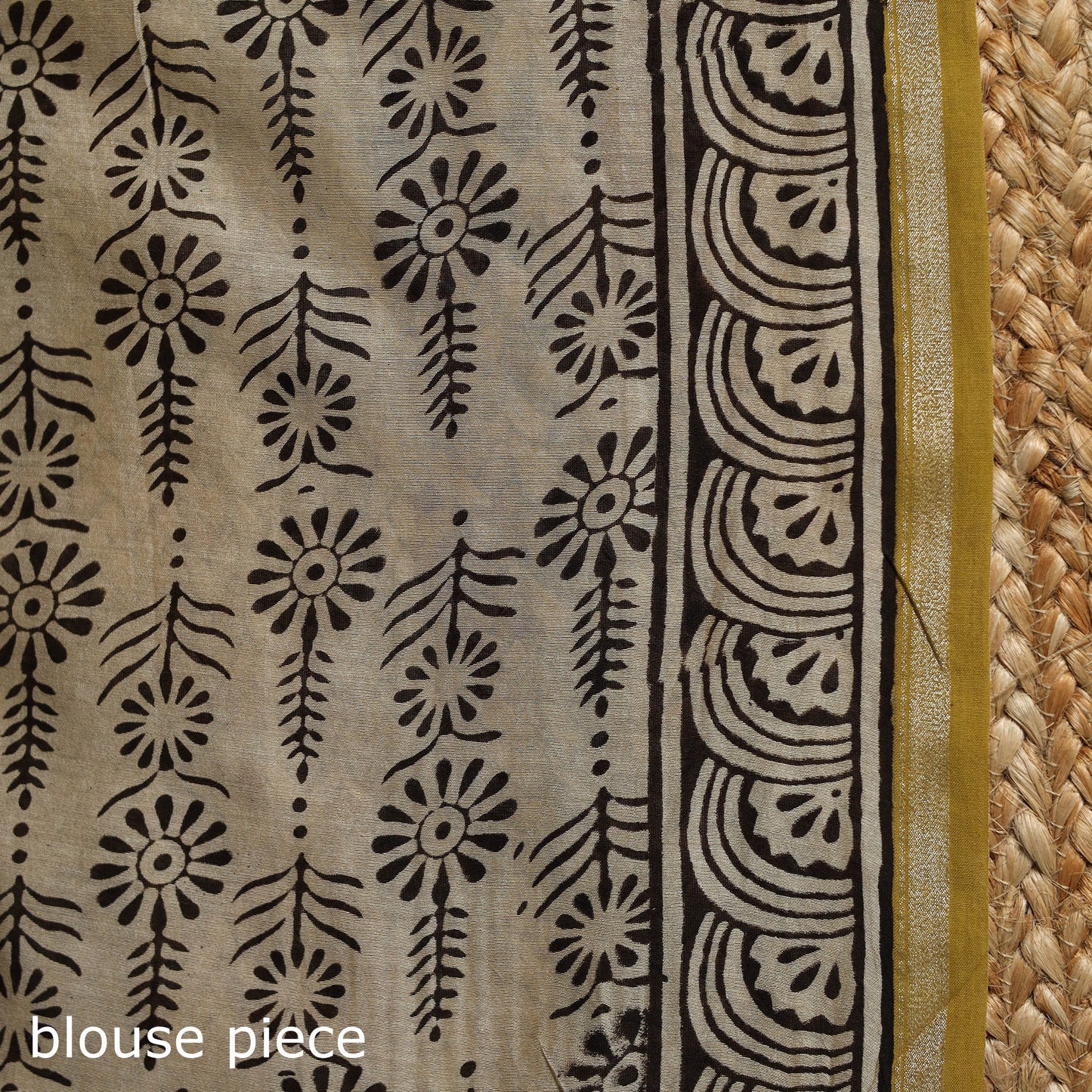 Chanderi silk hand bagru saree with zari border 06