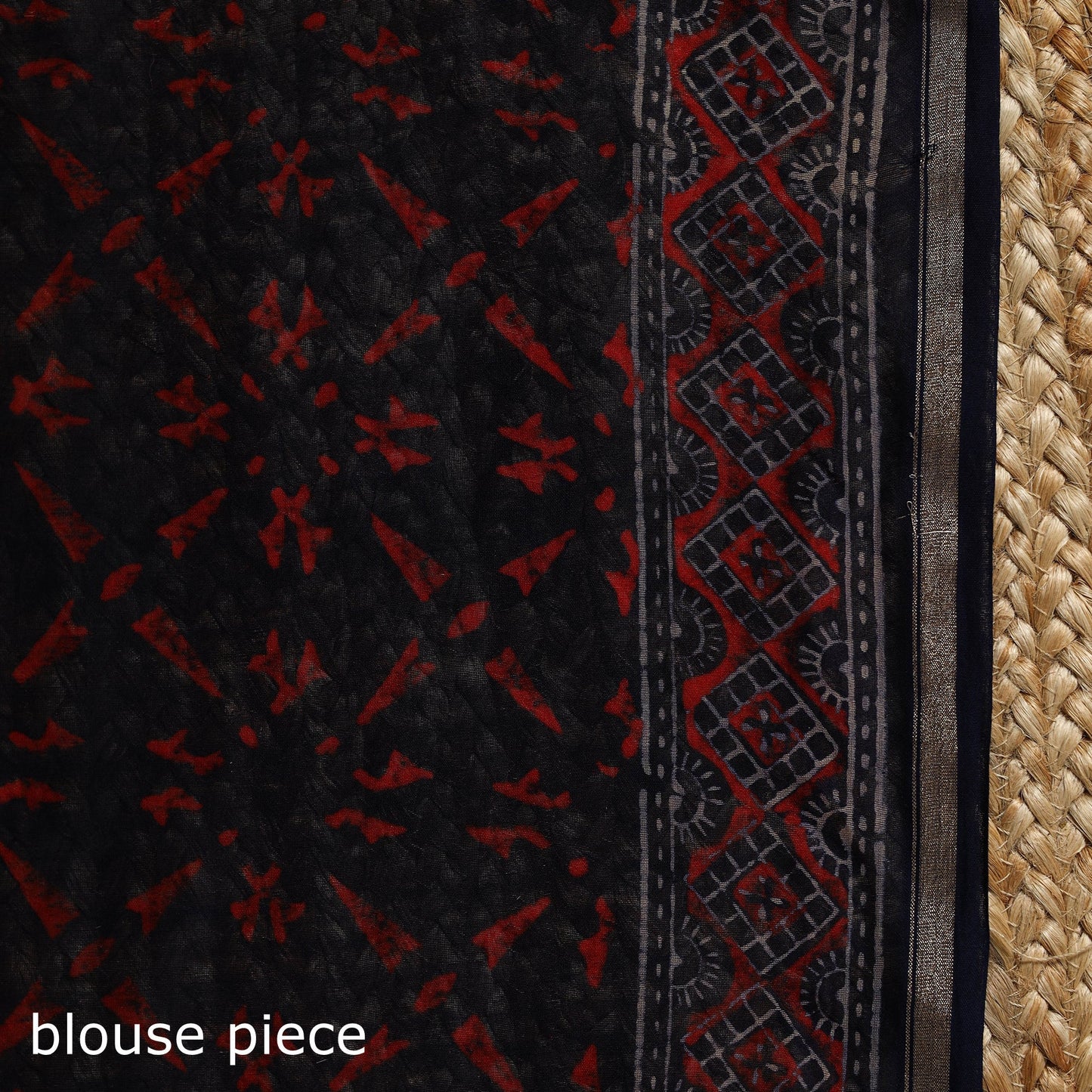 Chanderi silk hand bagru saree with zari border 09