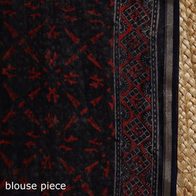 Chanderi silk hand bagru saree with zari border 09