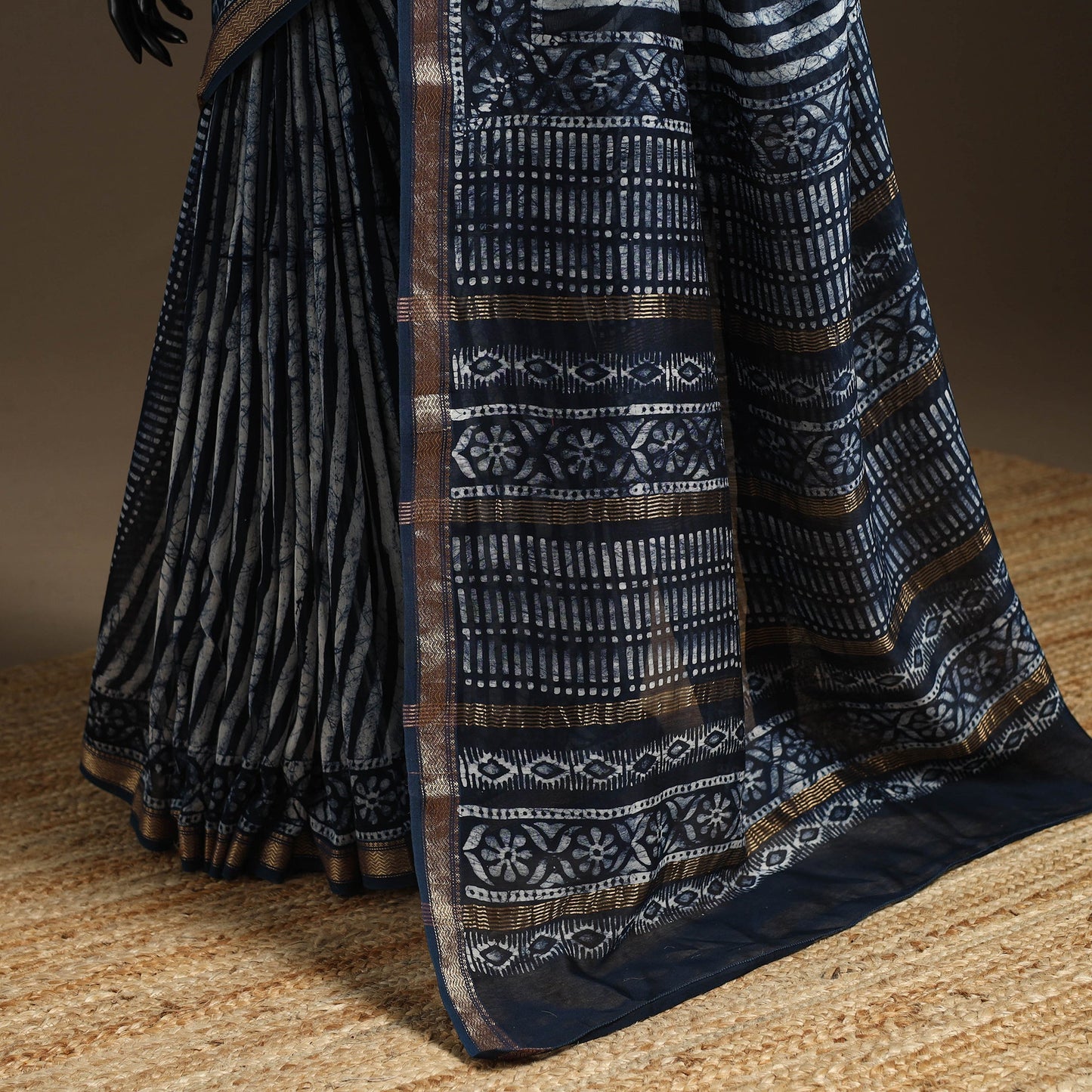 Chanderi silk hand batik saree 01 - handcrafted