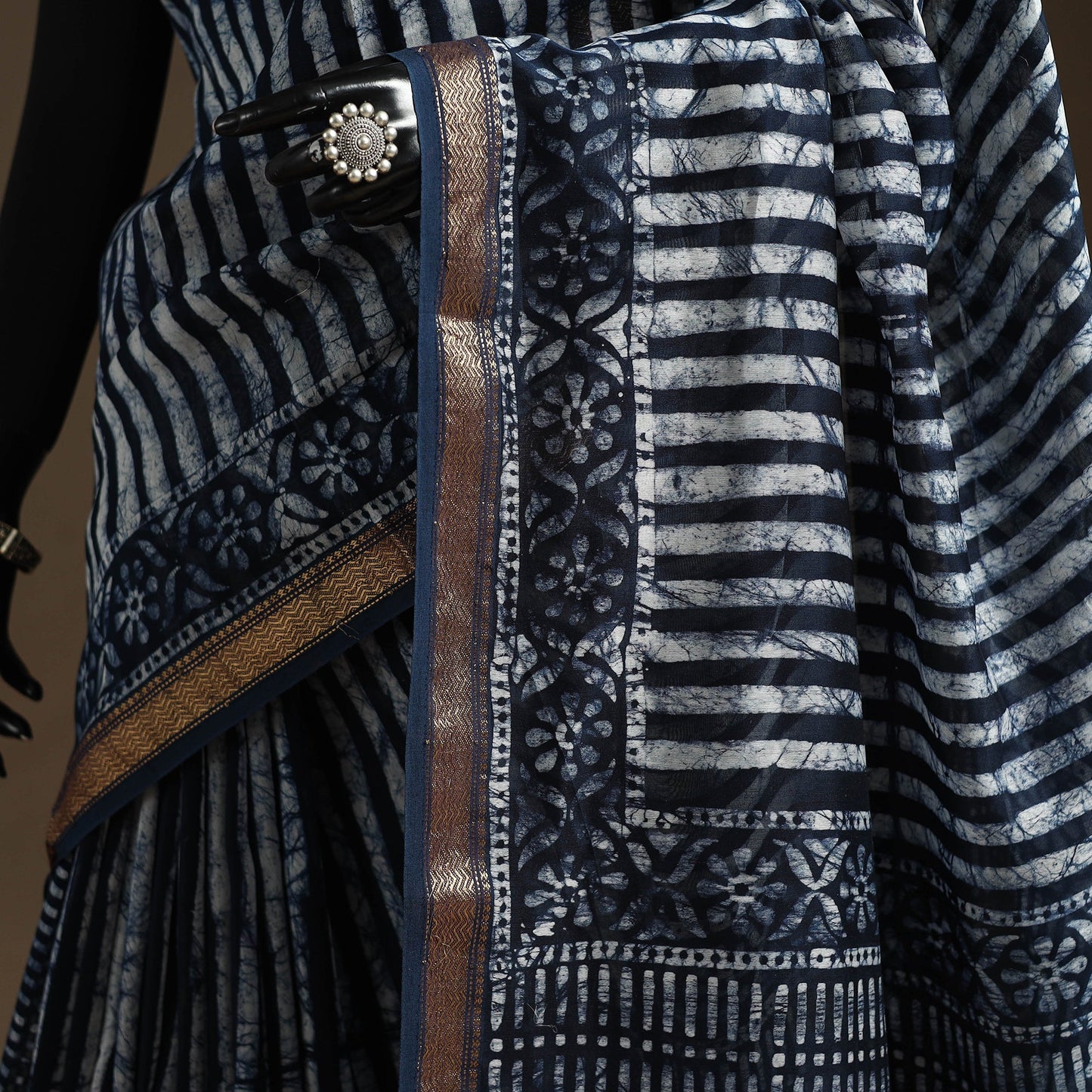 Chanderi silk hand batik saree 01 - handcrafted