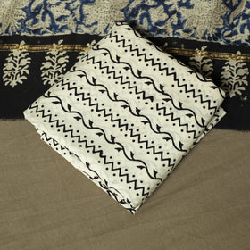 Chanderi silk hand block bagru print 3pc unstitched dress