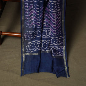 Chanderi silk hand block bagru print 3pc unstitched dress