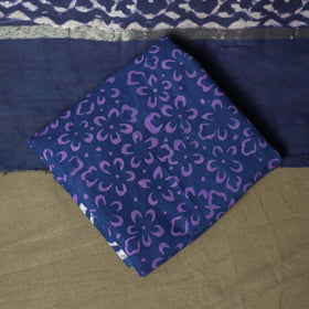 Chanderi silk hand block bagru print 3pc unstitched dress