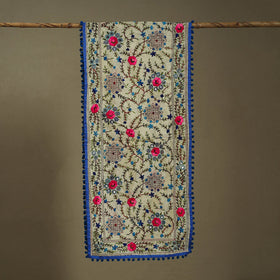 Blue Chanderi Silk Hand Embroidered Stole
